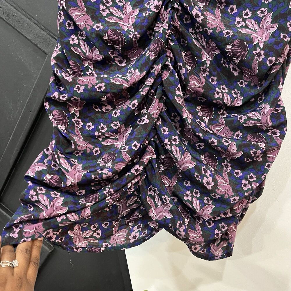 Melrose & Market Floral Ruched Puff Sleeve Dress High Neck Large - Picture 5 of 8